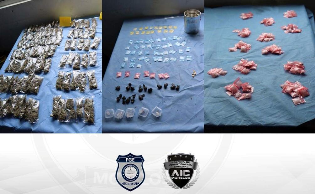 Durante el cateo en vivienda de Morelos, se aseguraron armas, drogas y otros objetos (29/01/2025). Foto: Especial
