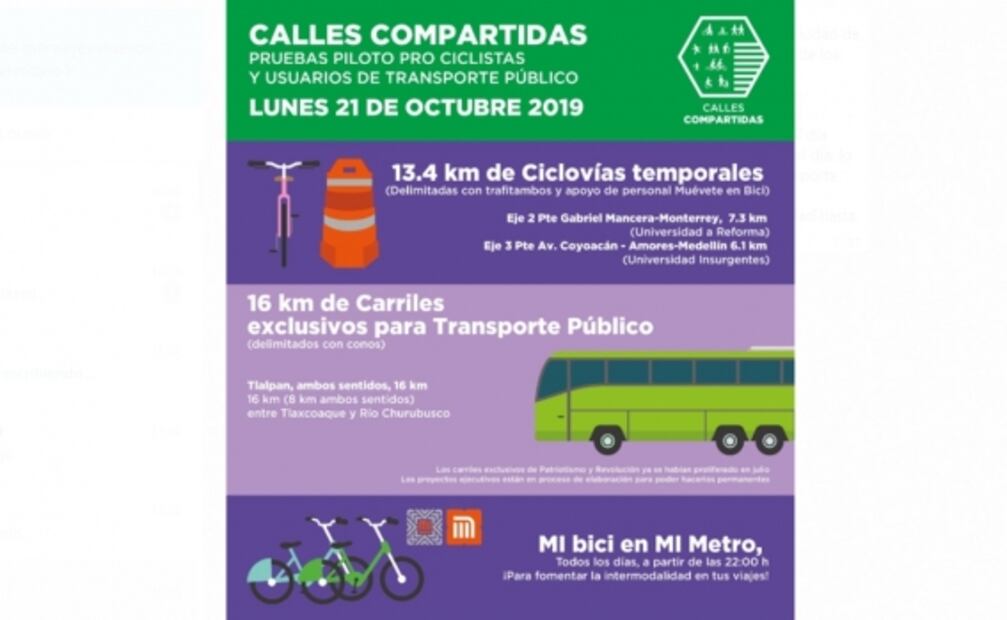 Semovi hará pruebas piloto de carril exclusivo para transporte público y ciclistas