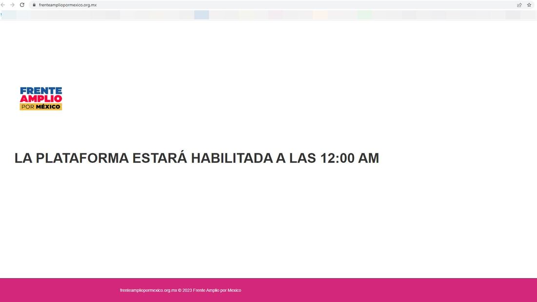 La plataforma para registrar las "simpatías" a opositores señala que estará disponible a las 12:00 horas