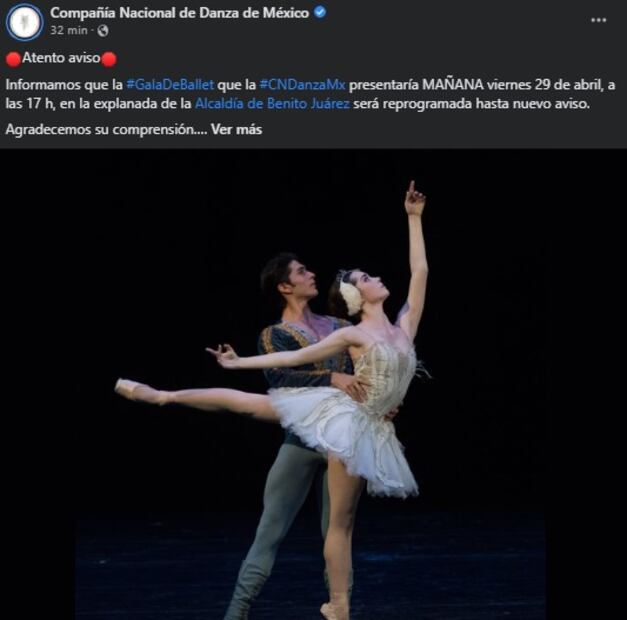 Compañía Nacional de Danza cancela función gratuita en la Alcaldía Benito Juárez