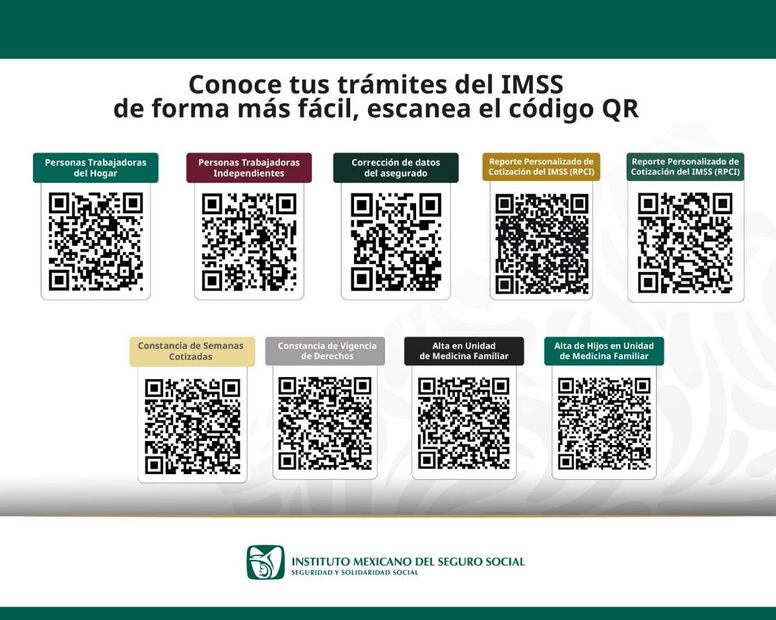 Códigos QR implementados por el Instituto Mexicano del Seguro Social. Foto: IMSS