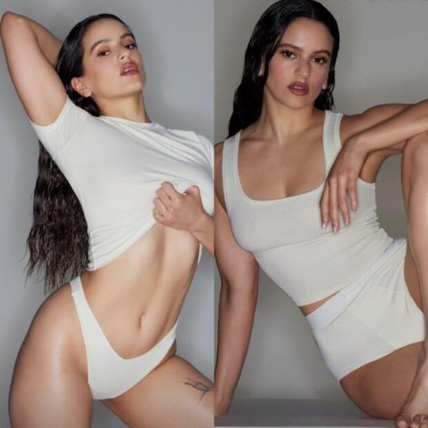 Rosalía impacta al posar para Skims, marca de Kim Kardashian
