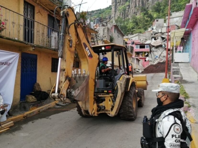 Continúan trabajos de estabilización de material en Cerro del Chiquihuite 