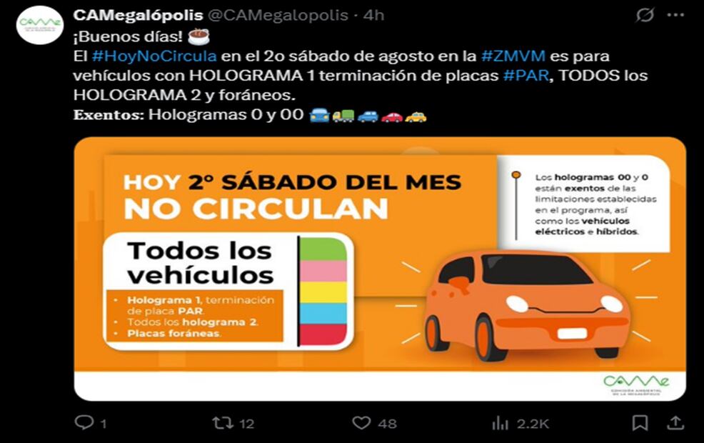 Hoy no circula. Foto: especial