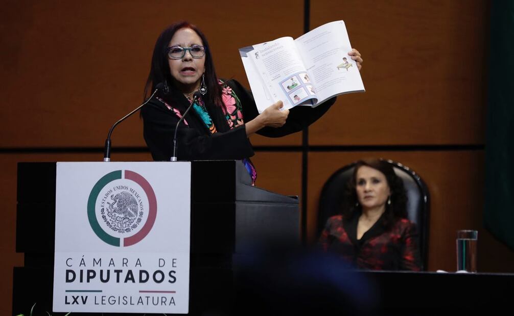 Comparecencia de la titular de la Secretaría de Educación Pública (SEP), Leticia Ramírez Amaya en la Cámara de Diputados, como parte de la glosa del quinto informe de gobierno del presidente López Obrador. Foto: Diego Simón Sánchez/EL UNIVERSAL