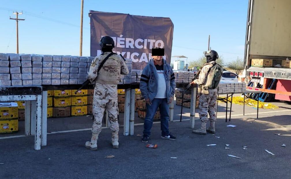 Cocaina asegurada en Sonora se detuvo al conductor del tráiler. Foto: Especial