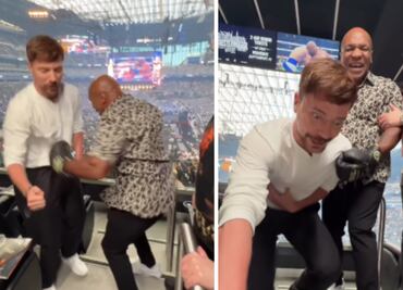 MrBeast es derribado tras recibir fuerte golpe de Mike Tyson durante pelea del Canelo Álvarez