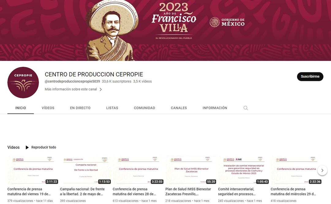 Suspenden canal de Cepropie en YouTube. Foto: Captura de pantalla