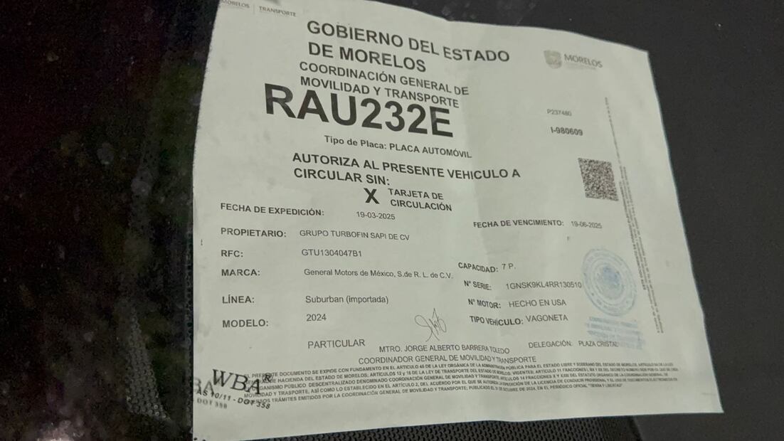 Permiso Tránsito Edo. Morelos