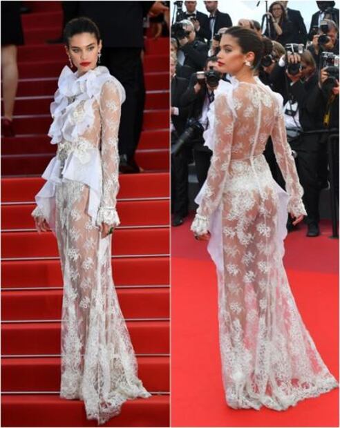 Modelo deja ver su trasero en Cannes