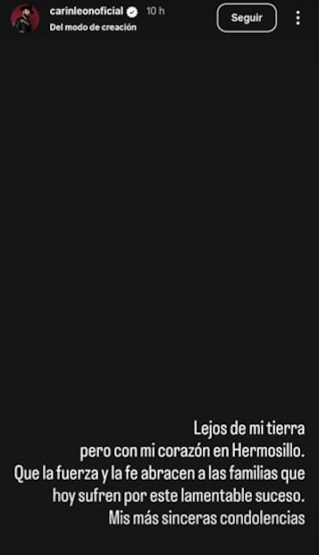 Con este mensaje, el cantante se solidarizó con las víctimas y sus familias. Foto: Instagram.