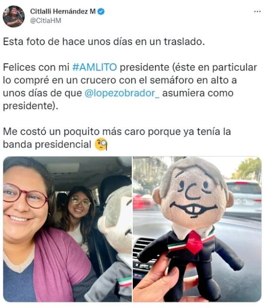 García Vilchis adorna su outfit con un "AMLITO"; critica prohibición del TEPJF