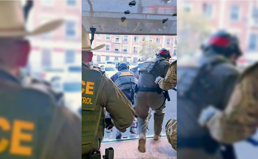 Agentes de la Patrulla Fronteriza, al saltar de un camión de Penske durante una redada en Los Ángeles. Matt Finn / AP