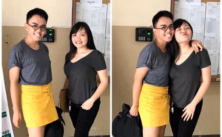 Hermano usa la falda de su hermana para que ella pueda hacer examen de Universidad