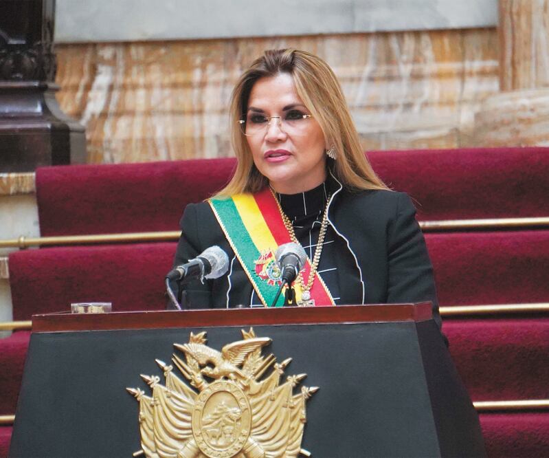 La presidenta interina Jeanine Áñez, en agosto en La Paz. Foto: JAVIER MAMANI. EFE