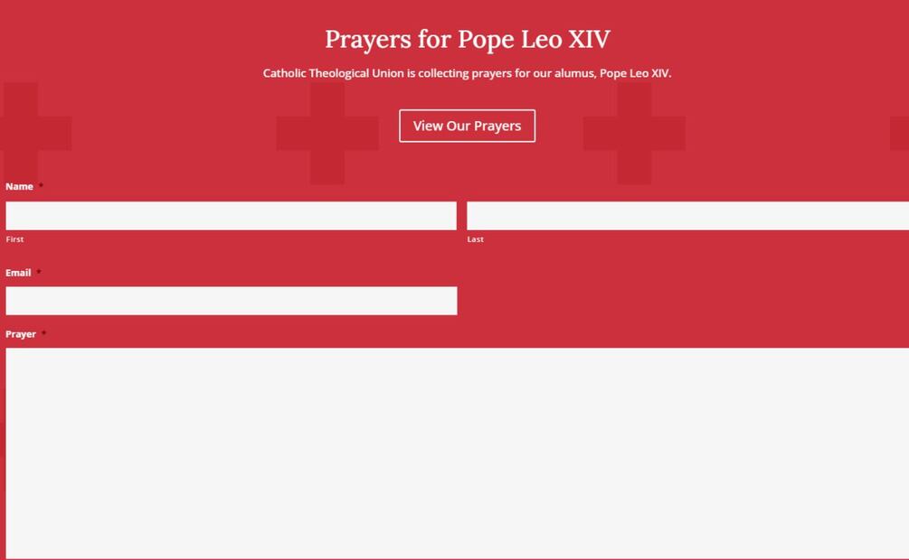 Formulario para enviar una plegaria digital en favor de León XIV | Captura de pantalla