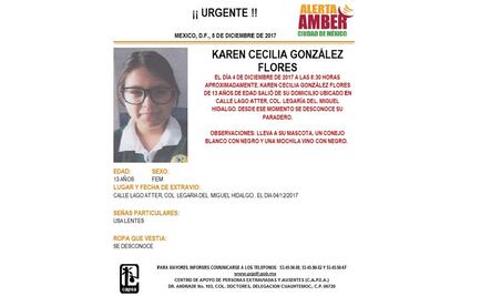 PGJ activa Alerta Amber por niña desaparecida en Miguel Hidalgo