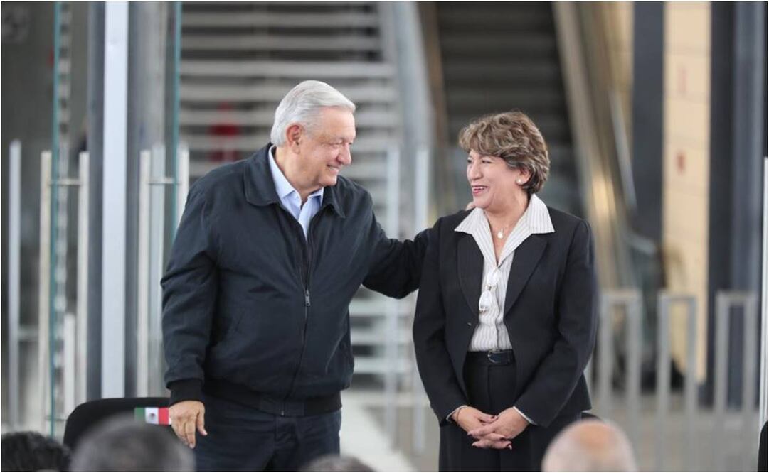 AMLO y Delfina Gómez en la inauguración del Tren Interurbano México-Toluca. Foto: Jorge Alvarado/ EL UNIVERSAL