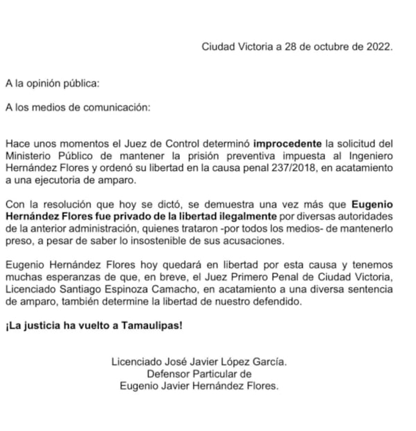 Suma Eugenio Hernández otro auto de libertad; sigue en prisión