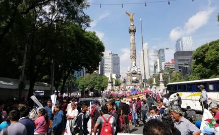 Campesinos marchan sobre Reforma; se dirigen al Monumento a la Revolución