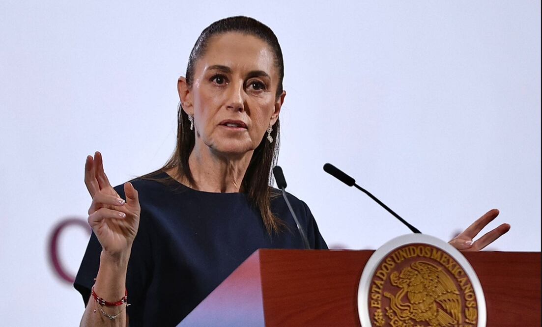 La presidenta Claudia Sheinbaum en la mañanera del 23 de mayo de 2025. Foto: Berenice Fregoso/EL UNIVERSAL