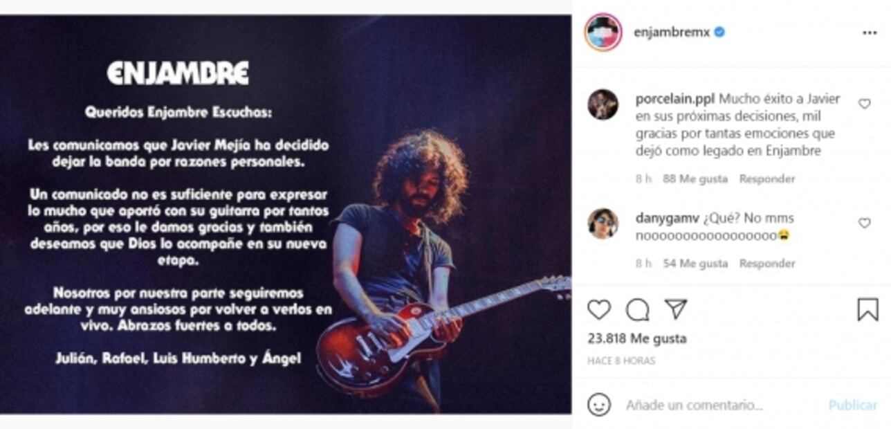 Javier Mejía deja Enjambre