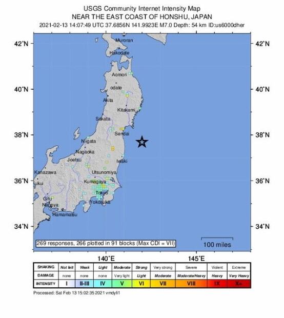 Un terremoto de 7.1 grados sacude el este de Japón