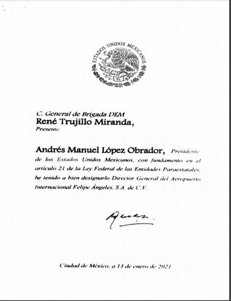 Militar asume dirección del aeropuerto Felipe Ángeles