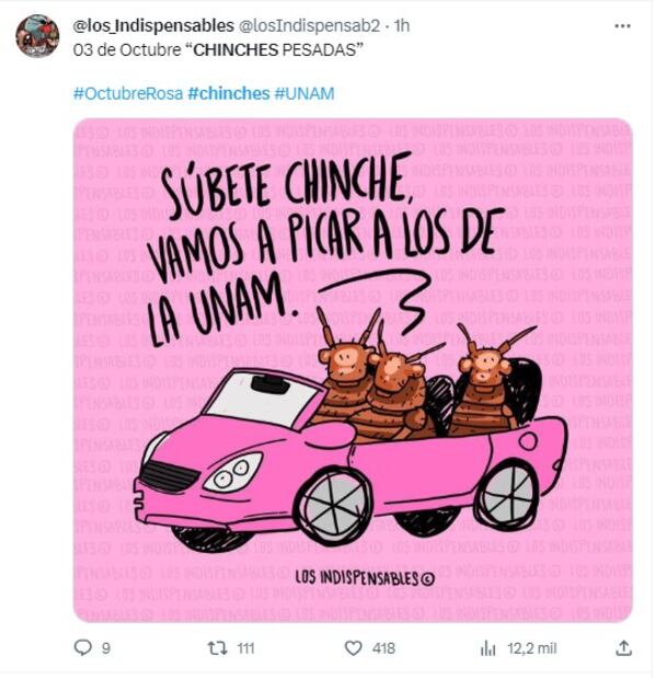 Meme plaga de chinches en la UNAM
