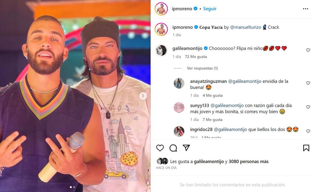 Isaac Moreno, novio de Galilea Montijo posa con Manuel Turizo dentro de "La casa de los famosos México".