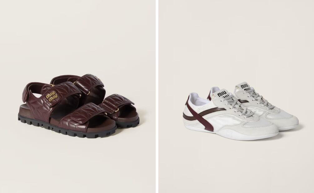 Sandalias y sneakers que se llevan de manera casual. Foto: Miu Miu