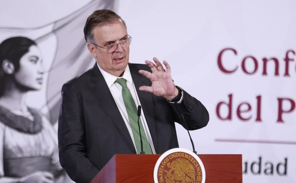 El secretario de Economía, Marcelo Ebrard, en la “Mañanera del Pueblo” del miércoles 10 de junio de 2026 en Palacio Nacional. Foto: Diego Simón Sánchez/ EL UNIVERSAL