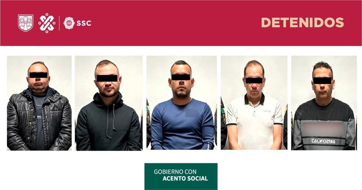 La banda dedicada al robo a casa habitación detenida en Periférico. Foto: Especial