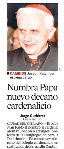 Cuando Ratzinger quiso renunciar a la Congregación para la Doctrina de la Fe y el Papa Juan Pablo II lo negó