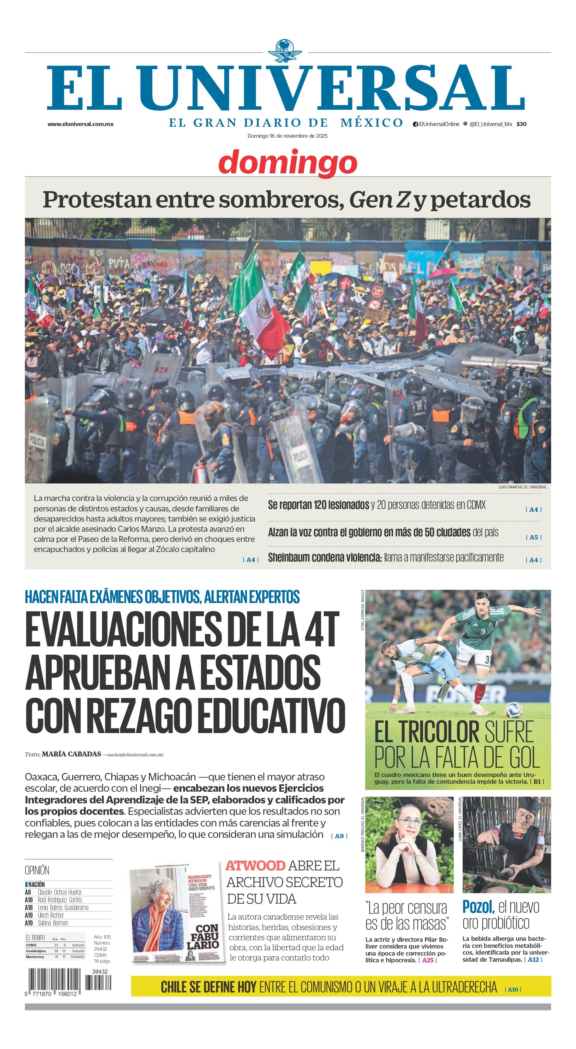 Portada impresa del 16 de noviembre de 2025