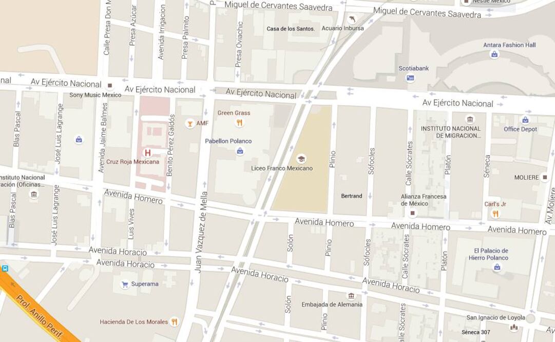 Área en donde se registró el hecho. Mapa de Google Maps