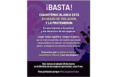 Mujeres se movilizan contra impunidad de Cuauhtémoc Blanco