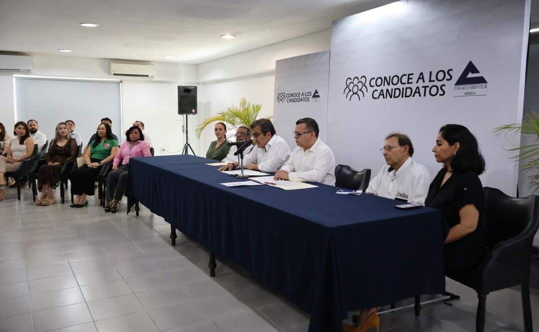 Reunión de la Cámara Nacional de Comercio de Mérida (Canacome) sobre la elección judicial en Yucatán (21/05/2025). Foto: Especial