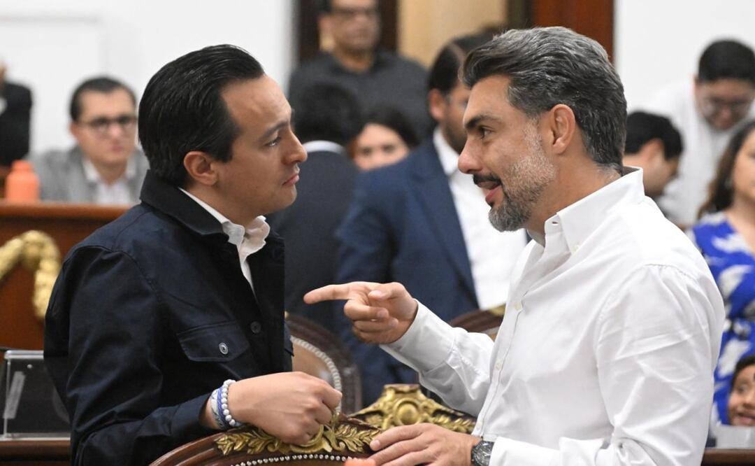 Andres Atayde (PAN), presidente de la Jucopo en el Congreso de CDMX y Jesús Sesma (PVEM), presidente de la Mesa Directiva. Foto: Especial