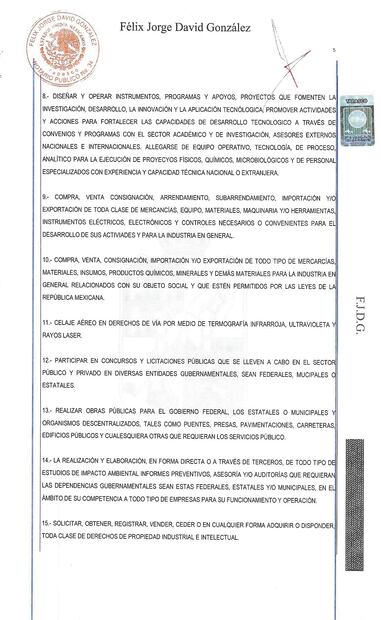 La empresa también buscaba ofrecer asesorías profesionales en seguridad y ecología, contratación y venta de servicios de personal técnico especializado, y estudios y diagnósticos de contaminación, entre otros temas.
