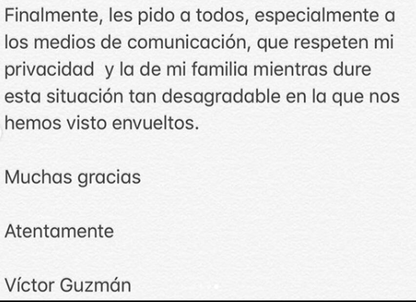Víctor Guzmán: Me apena enormemente esta situación
