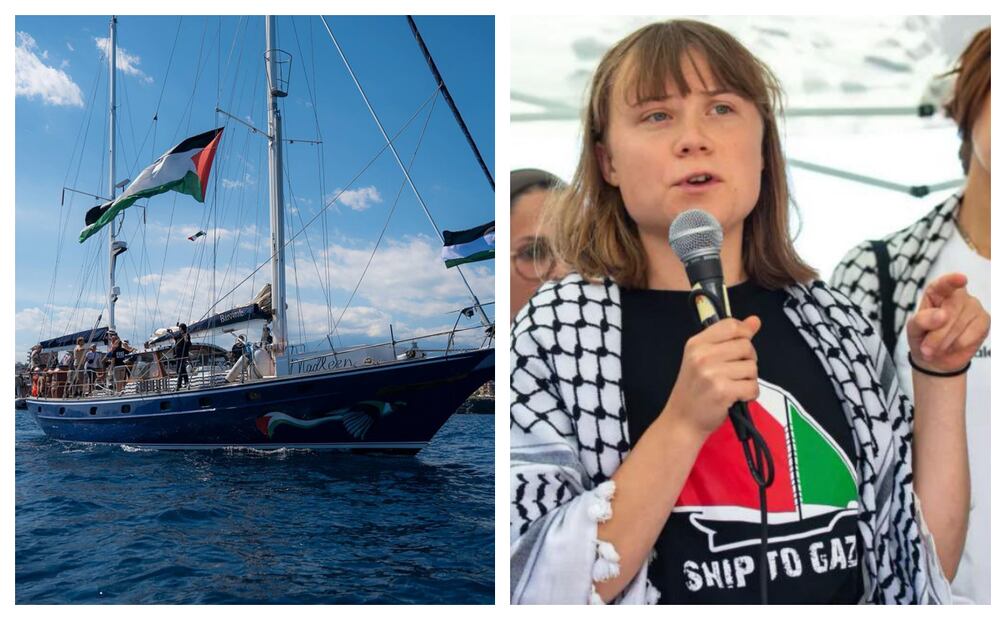 A inicios de junio, el Madleen, otro barco de la flotilla, partió de Italia con 12 activistas a bordo, entre ellos la ecologista Greta Thunberg. Foto: Facebook @gretathunbergsweden