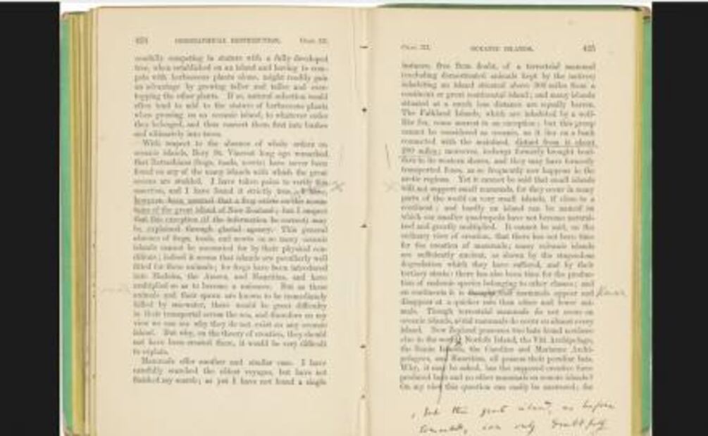 Subastarán "El origen de las especies" con anotaciones hechas a mano de Darwin