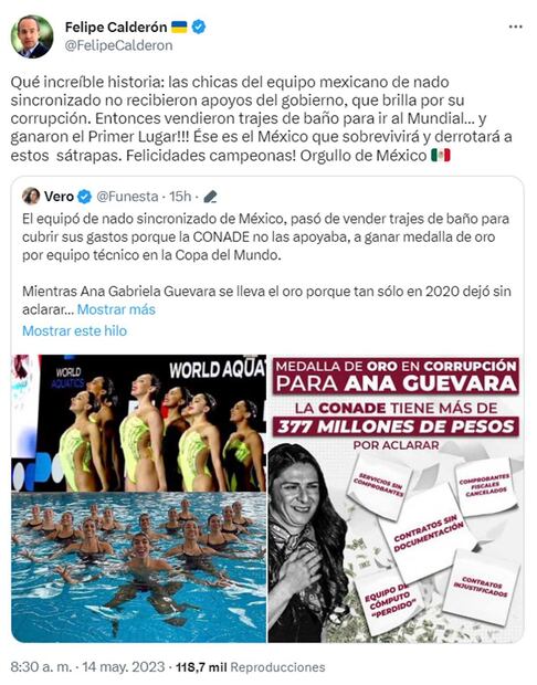 Tuit del expresidente Felipe Calderón. Foto: captura de pantalla