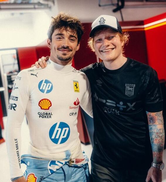 Charles Leclerc y Ed Sheeran - Foto: @teddysphotos en Instagram