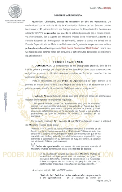Un juez emitió la orden de aprehensión contra Rocha Cantú. Foto Especial