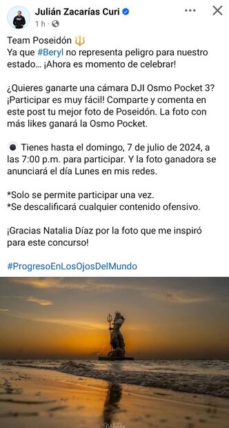 El concurso termina mañana domingo a las 7 de la noche y en sus redes dará a conocer al ganador. Foto: captura de pantalla