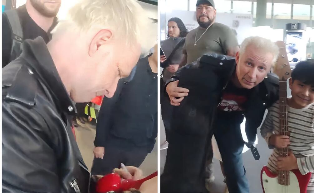 El integrante de la agrupación de rock, decidido sorprender a un infante regalándole su bajo. 
Foto: Captura de pantalla