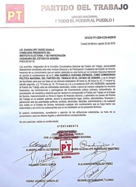 Ana Gabriela Guevara es la nueva dirigente del PT en Sonora