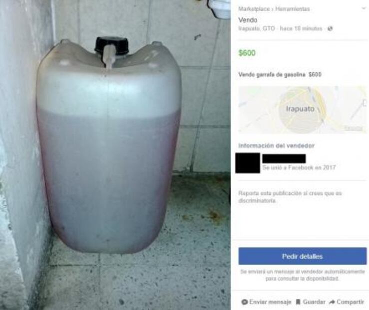 Venden gasolina en Facebook hasta en 700 pesos